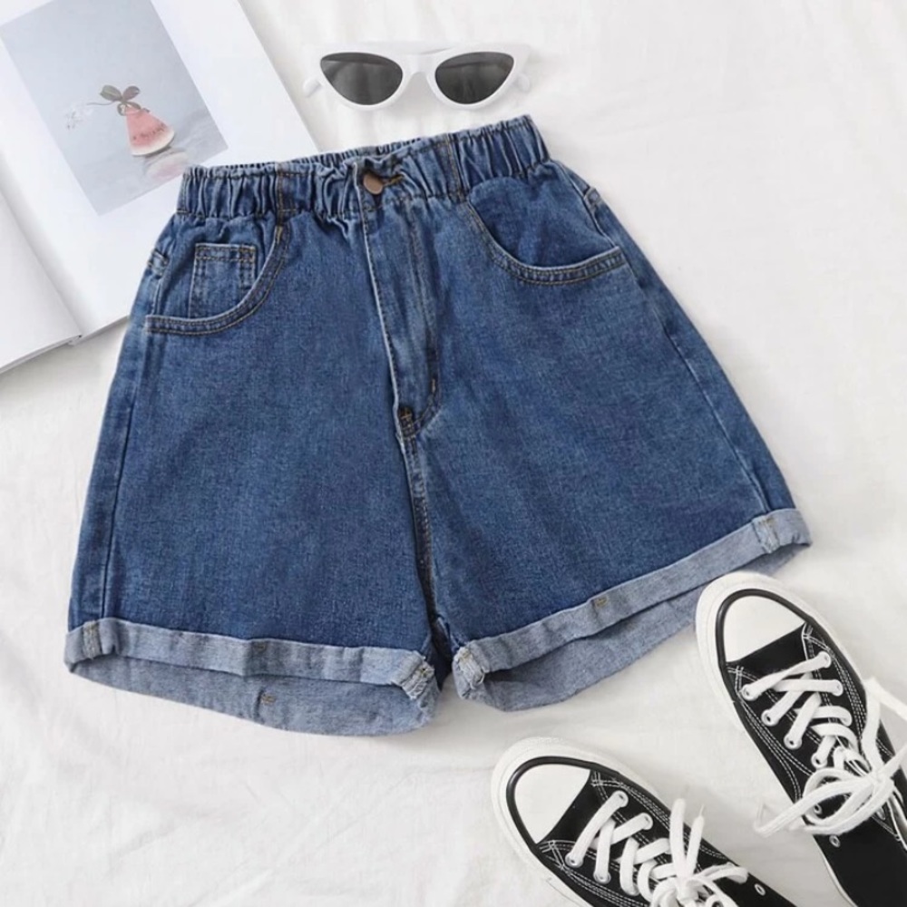SHEIN Washed Turn Up Hem Denim Shorts